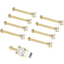 Nhẫn mũi vàng 18k - Khuyên xỏ khuyên bằng thép không gỉ 316L 20g dành cho nam nữ, khuyên mũi tiêu chuẩn hoặc dài đính đá CZ hoặc đá mũi tròn - Nhiều màu - Xem 20