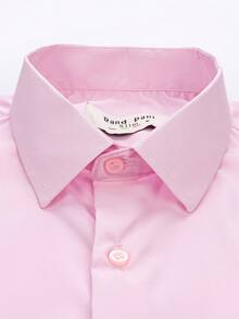 Rand paul Men's Casual Social Short Sleeve Plain Shirt With Pocket In Slightly Stretch Polyester - Baby Pink - View 3