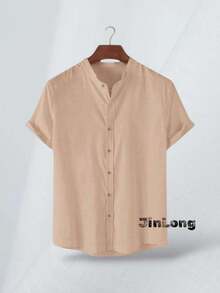 JL KIT 2 Men's Short Sleeve Casual Beach Linen Fashion Shirt - Trắng-Be - Xem 3