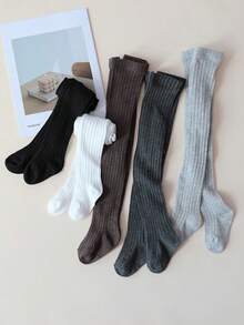 5 đôi quần tất sọc dọc trơn cho trẻ em - Nhiều màu - Xem 13
