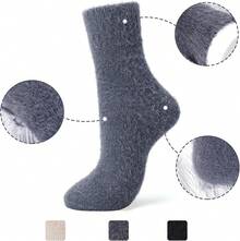 SISOSOCK 5 Pairs Fuzzy Soft Cozy Fluffy Socks Women, Casual Thick Plush Comfy Sleep Socks, Warm Winter Gifts Women - 多色-dd4 - 查看 3