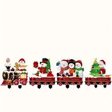 2D Flat, 4pcs Outdoor Garden Train Christmas Decorations With Snowman Figures & Festive Wagon - Plastic Lawn Signs, No Electricity Needed, Easy Ground Installation For Holiday Yard Decor, Christmas Stocking Stuffers, Vibrant Winter Scene, Weatherresistant Figures, Lightweight Decor, Seasonal Decor Buyers