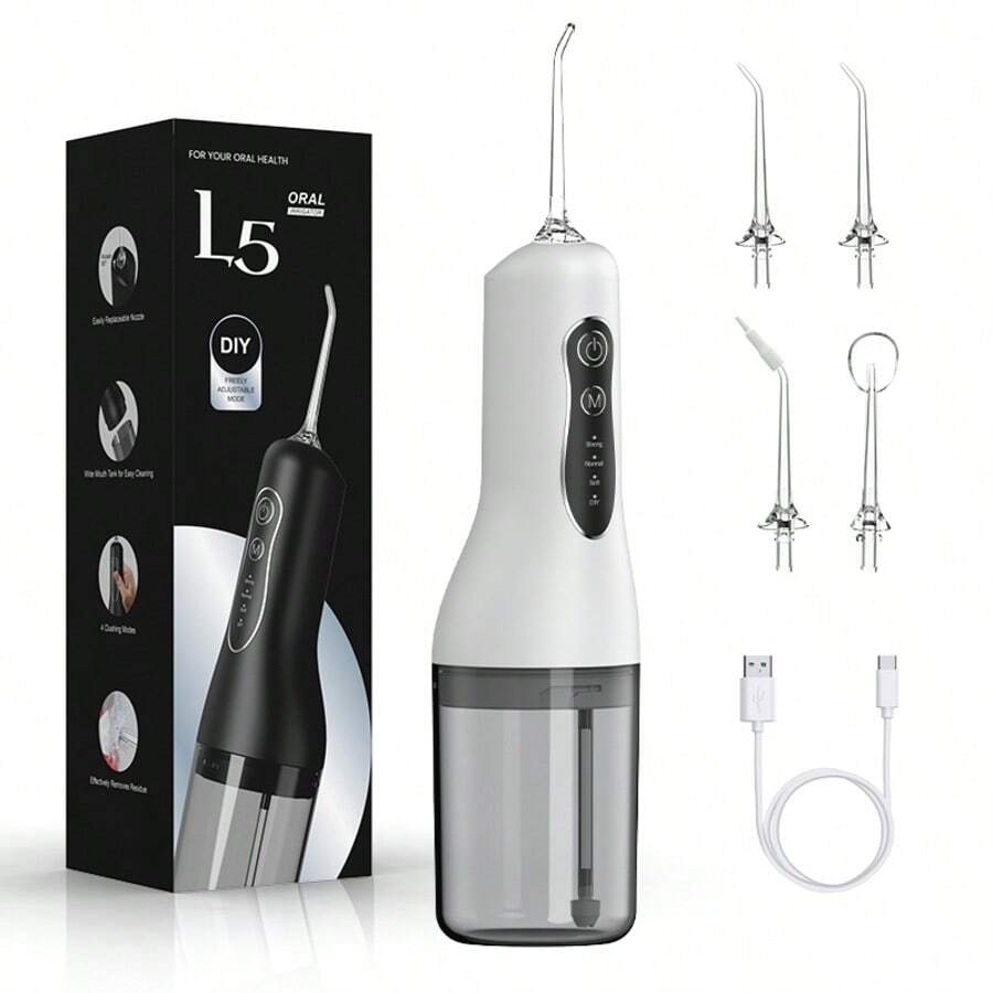 Oral Irrigator USB Rechargeable Dental Floss Portable Dental Sprayer 260ML Water Tank Waterproof Oral Care Cleaning - White - View 1