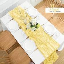 6Pack Lemon Yellow Cheesecloth Table Runner 17x108Inch Spring Easter Cheese Cloth Table Runner 9FT Boho Gauze Table Runners Rustic Sheer Table Runners For Wedding Bridal Party Decor - Vàng chanh - Xem 2