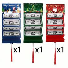 10-Slot Christmas Money Bags & Gift Card Holders - Santa Claus Holiday Design With Snowflakes, Trees & "Merry Christmas" Text - Red, Green, Blue Paper Gift Supplies For Cash, Cards - Perfect For Christmas, Birthdays, Thanksgiving, Christmas Gift Bags, Festive Design, Decorative Illustrations, Party Favors, Snowflake Pattern, Durable Material, Event Organizers Christmas Pajamas Gifts Christmas Decor - Multicolor - View 15