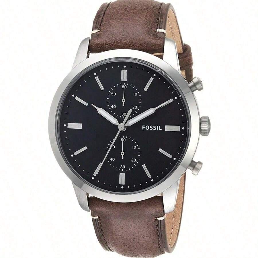 Đồng hồ Fossil nam dây da thạch anh ba kim vỏ thép không gỉ/kính chống xước FS5279/FS5280/FS5338/FS5436 - màu nâu - Xem 1