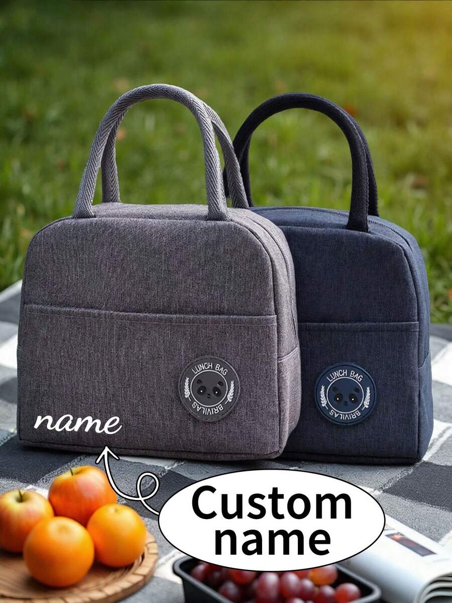 Cadou personalizat Personalizează-ți experiența de prânz de vară! Geantă de prânz personalizată avansată cu text - O geantă mare izotermă pentru prânz pentru studenți, începători și profesioniști - Perfectă pentru birouri, universități, naveta, călătorii și picnicuri în aer liber - Include pachete de gheață din folie de aluminiu reutilizabile pentru a menține mâncarea proaspătă în deplasare, folosind tehnologie embosată