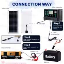 10000W Solar System Complete Kit Dual12V/24V To 110V/220V Inverter 100A Controller 200W Panel Off-Grid For Home/Camping Backup - 110V - View 3