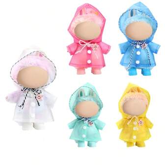(Does Not Include Dolls) 6.69-Inch Mini Doll Raincoat Set (Raincoat + Boots) For Labubu. These Are Fashionable And Cute Rain Gear Sets Suitable For Ladies' DIY Doll Accessories, Keychains, And Bag Decorations. They Are Perfect Birthday Gifts, Holiday Gifts, And Christmas Gifts For Doll Clothing Enthusiasts.