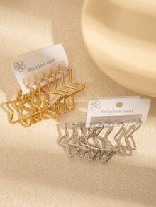 Set de 3 pares de pendientes de acero inoxidable con flecos y circonita cúbica dorada, pendientes de mujer con diseño de flor y corazón brillantes, adecuados para uso diario, banquetes, bodas y fiestas