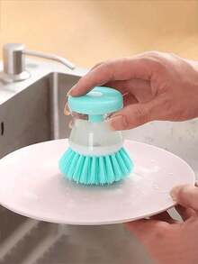 1/2/4 PCS Kitchen Pot Cleaning Brush, Portable Household Dish Washing Brush, Pressure-Type Liquid Dish Washing Brush, Small Kitchen Pot Brush, Home/Outdoor Camping Picnic Cleaning Tool, Outdoor Kitchenware, Outdoor Equipment