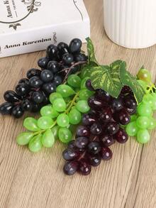 36 PCS Artificial Grape Cluster Hanging Decor Soft Bouncy Grapes With Realistic Leaves For Home Kitchen Wedding Party Decoration (Purple) - Purple - View 3