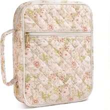 Bible Cover For Women, Large Quilted Case With Handle, Durable Bag And Carrying Case For Girls, Study Supplies Accessories, Christian Gift For Women, Bible Cover Soft Zippered Carrying Case For Men Women Church Bag Book Holder Religious Gift - 彩色 - 查看 9