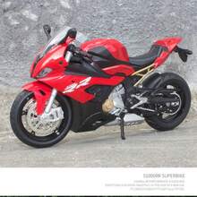 1pc 1:12 Scale Metal Diecast Motorcycle S1000RR Racing Bike - Blue & White, Realistic Sound, Light, Steering & Sliding Functions - Toy Vehicle Collection For Young People, Suitable For Halloween Decor And Christmas Gift