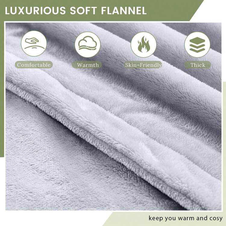 JustLet Extra Large Electric Heated Blanket Throw - Dual-Sided Heating Pad Bedspread With Remote-Like Control, 9 Heat Settings & Auto Shut-Off, Overheat Protection, Machine Washable - Soft Flannel Bedspread For Couch, Office, Home - Available In 50x60, 62x84, 72x84, 84x90 Inches - Ideal For Couples & Large Beds - Luxury Electric Heating Pad, Bed Heater, Heated Blanket - 淺灰色 - 查看 5