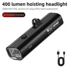 WEST BIKING Bike Lights - 400 Lumen Type-C Bike Headlights For Mountain/Road Bikes | USB-C Rechargeable LED Headlights | Waterproof Bike Headlights For Night Riding