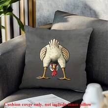 1 قطعة غطاء وسادة بتصميم رأس الغزال العتيق مقاس 17.7 * 17.7 بوصة من البوليستر - طباعة مسطحة الأبعاد باللون الرمادي الداكن مع تفاصيل قرون طبيعية، مزود بسحاب للغسل الآلي، مناسب لتزيين الغرف المختلفة بدون إدراج وسادة، ديكور منزلي