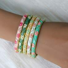 Bransoletka z olejkiem emaliowanym 1 szt., klasyczna bransoletka z kwiatowym wzorem, bransoletka z serii ceramicznej z motywem kwiatowym, modna klasyczna bransoletka, otwierana, bransoletka z biżuterią, biżuteria do noszenia na co dzień