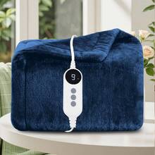 JustLet Extra Large Electric Heated Blanket Throw - Dual-Sided Heating Pad Bedspread With Remote-Like Control, 9 Heat Settings & Auto Shut-Off, Overheat Protection, Machine Washable - Soft Flannel Bedspread For Couch, Office, Home - Available In 50x60, 62x84, 72x84, 84x90 Inches - Ideal For Couples & Large Beds - Luxury Electric Heating Pad, Bed Heater, Heated Blanket - Màu xanh hải quân - Xem 10