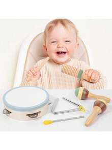 12Pcs Baby Musical Instruments-Montessori Wooden Toys For Toddlers 1-3,Neutral Colors Percussion Instruments Set With Modern Boho Xylophone For Kids Preschool Educational 3+ - Multicolor - View 11