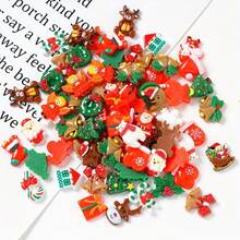 Approx. 50 Random Style Christmas Decorations, Flat Back, Suitable For DIY Crafts, Holiday Assorted Shapes, Can Be Used For Scrapbooking Accessories And Jewelry Making - Multicolor - View 2