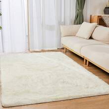eluckya Plush And Thick Long-Pile Carpet, Super Soft And Comfortable Rug, Non-Slip Thick Pile Carpet, Suitable For Bedrooms, Living Rooms, Bathrooms, Dorm Rooms, Room Decor, Kitchen Essentials, Family Gatherings, Valentine's Day, Birthday Parties, Home Decor, Bedroom Decor. - 白色 - 查看 2