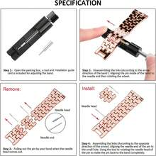 1pc Women Jewelry Bling Rhinestone Metal Dressy Watch Band + 1pc Bling Watch Case Compatible With Samsung Galaxy Watch 8 40mm 44mm, Compatible With Galaxy Watch 7 40mm, 44mm (NO Screen Protector) - Rose Gold - View 9
