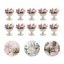 10 Pcs Gold Flower Arrangement Pots, 3.7 Inch Small Metal Vase For Centerpiece Table Decor, Fluted Metal Vase Set Of 10,Ready-To-Use Centerpiece Decor For Wedding & Party,Wedding/Party/Home Decor, Bright Golden & White Gold - 白金 - 查看 8