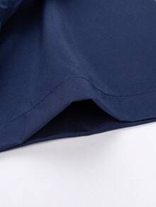Men's Plain Short Sleeve Shirt In Polyester With Elastane - 藏蓝色 - 查看 4