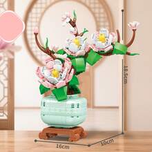 600件/套创意盆栽兰花装饰，手工艺术品，点亮您的家居和办公室，永不凋谢的玫瑰花束，DIY组装积木玩具，中国兰花花束，玫瑰花礼品，情人节、母亲节、圣诞节、生日的理想之选