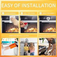 2pcs Child Safety Locks, No Tools Required, Prevent Burns, Suitable For Ovens, Black Oven Locks, Heat-Resistant Material, Easy Installation And Use - Black - View 3