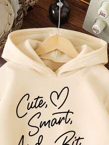 Young Girl Letter Print Warm Sweatshirt