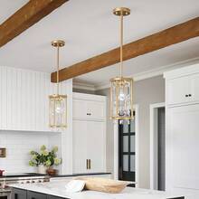Modern Gold Pendant Light Fixtures For Kitchen Island, Crystal Chandelier Lights Fixture, Elegant Adjustable Pendant Lighting For Dining Room Bedroom (1-Light) - Vàng - Xem 8