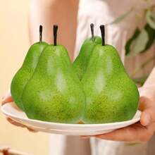 MX  6pcs HighGrade Artificial Green Pear Decoration Fake Fruit Adornment Food Toy Home Party Holiday Decoration - màu xanh lá - Xem 7