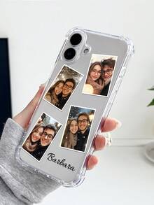 1 pezzo Custodia personalizzata per telefono con foto e nome, cover trasparente minimalista e antiurto compatibile con iPhone11/12/13/14/15/16/16pro/16plus/16promax/17/17air/17pro/17promax, 9A/S24/S25ultra/S25plus/S25edge/A17/A07/A26/A36/S26/S26plus/S26ultra, Moto G85, Hot 50 Pro+, adatta come regalo per amici, custodie per telefono carine, versione internazionale, non la versione domestica - Trasparente - Visualizzare 2