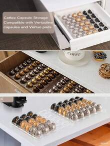 Clear Acrylic Vertuo Pod Holder - Stackable Coffee Capsule Organizer Drawer For Countertop, See-Through Storage For OriginalLine &(30 Caps)