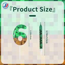 Green Pixel Candles For Birthday Party Cake Decor, Suitable For Pixel Theme Birthday Party, Anniversary Party, Video Game Theme Party, 0-9 Number Candles, Birthday Party Decorations, Cake Top Number Candles - World-new - View 8