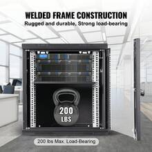9U Wall Mount Network Server Cabinet, 39.37 Cm Deep, Server Rack Cabinet Enclosure, 90.7 Kg Max. Ground-Mounted Load Capacity, With Locking Glass Door Side Panels, For IT Equipment, A Or V Devices - Black - View 4