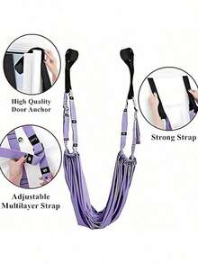 1pc  Dance Stretching Equipment - Yoga Strap, Backbend Training Yoga Stretching Rope With Door Anchor, Flexibility Trainer Stretching Equipment Assist Stretch Strap For Fitness Gymnastics Dance Aerial Yoga Ballet - Purple - View 6
