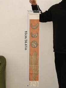 1件月相挂毯，波西米亚风月亮墙饰挂件，竖款墙面装饰，适用于卧室、浴室、客厅（流苏数量随机），家居装饰，房间装饰，墙面装饰 - 彩色 - 查看 9