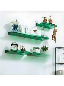 1pc Green Acrylic Floating Shelf, Decorative Storage Rack For Bathroom, Bookshelf, Living Room, Bedroom, Kitchen To Display Books, Figurines, Photos, Cosmetics - Colorful Acrylic Wall Mounted Organizer Rack - 綠色 - 查看 1