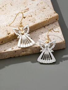 1 Pair European And American Fashion Princess Dress Angel Earrings, Suitable For Women's Daily Wear Or Gift - Silver - View 3