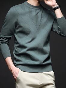 Men's Thin Knit Sweater, Stand Collar Casual Style, Business/Commute Inner/Outer Wear, Autumn/Winter, Long Sleeve Top - Green - View 7