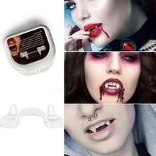 1 Pcs Halloween Retractable Vampire Braces Reusable Dentures Vampire Tooth Tips Halloween Cosplay DIY Makeup Dress Up Halloween Holiday Cosplay Carnival Party Dance Props - 白色 - 查看 2