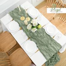 6/12Pack Sage Green Cheesecloth Table Runner 17x108Inch Spring Easter Cheese Cloth Table Runner 9FT Boho Gauze Table Runners Rustic Sheer Table Runners For Wedding Bridal Party Decor - màu xanh lá - Xem 3