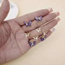 1Pair Elegant & Cute Style Light Purple Small Butterfly Tassel Earrings Delicate Temperament Accessory For Party & Daily Wear Idea Gift - 紫色 - 查看 5
