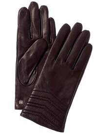 Bruno Magli Chevron Quilted Cashmere-Lined Leather Gloves - 棕色 - 查看 2