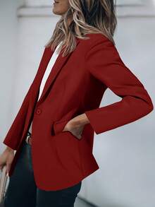 Cicybell Womens Casual Blazers Open Front Long Sleeve Work Office Suit Jackets Blazer - Màu Đỏ Sâu - Xem 4