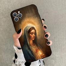 Funda de Teléfono de la Virgen María y Jesús compatible con  15,14,13,12,11,Plus,Pro Max,XS,X,XR,SE,Mini,8,7, funda de silicona suave negra, funda compatible con  17, funda de  17 Pro, funda de  17 Pro Max - z1 - Ver 13