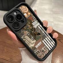 Compatible With IPhone 16 15 Pro Max Plus 14 13 12 11 X XR E Western Inspired Art Rugged Durable Shockproof Anti-Scratch Soft Silicone Case - 黑色 - 查看 2